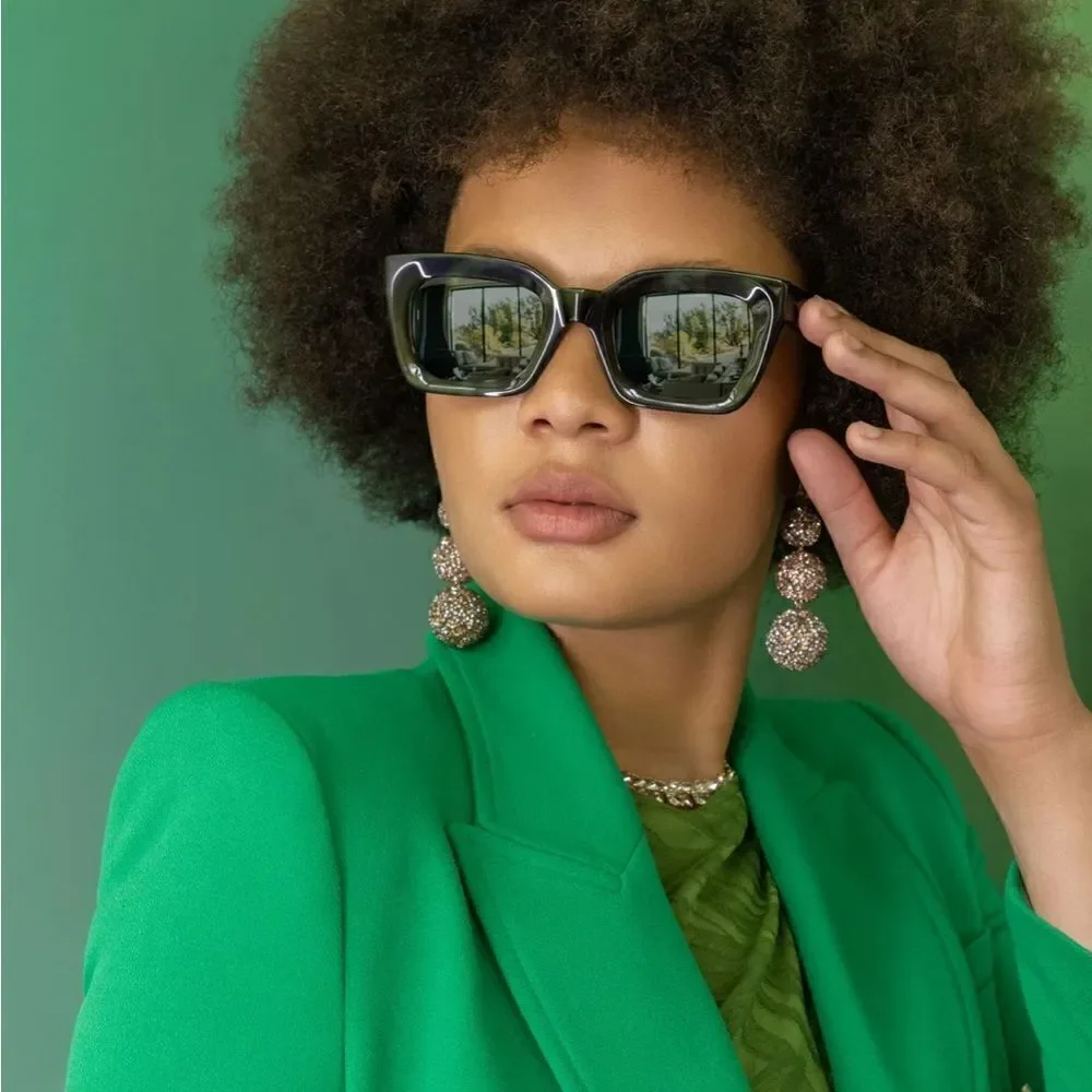 Anthropologie x Transparent Sunglasses Marnie Green Tie Dye Polarized NWT